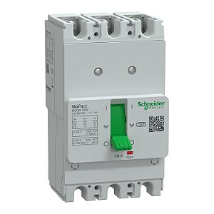 GoPact MCCB 125, 3 polos, 10kA a 415VAC, classificação 100A, unidade de disparo TMD, proteção térmica fixa - G12T3F100