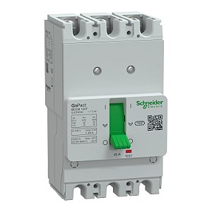 Disjuntor, GoPact MCCB 125, 3 polos, 10kA a 415VAC, classificação de 40A, unidade de disparo TMD, proteção térmica fixa - G12T3F40