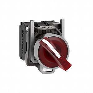 Chave seletora luminosa Ø22mm metálica 2 posições fixas, vermelha, NA+NF, 230V - XB4BK124M5