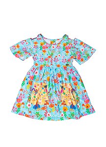 VESTIDO JARDIM DE MARAVILHAS AZUL - Alphabeto