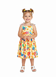 VESTIDO BOSQUE DE DINOS AMARELO - Alphabeto