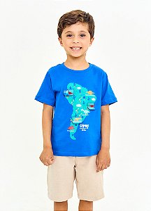 CAMISETA DINOS PELO MUNDO ROYAL  - Alphabeto