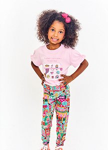 LEGGING MEU MUNDINHO VERDE E ROSA  - ALPHABETO