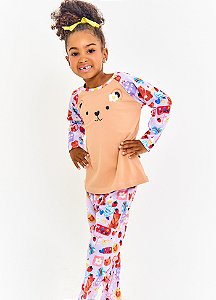 CONJ.PIJAMA KIT FOFURA CAMELO E ROXO - ALPHABETO