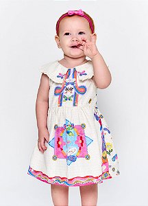 VESTIDO E CALCINHA NAS ALTURAS OFF WHITE  - Alphabeto