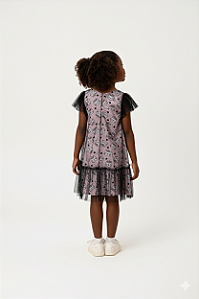 VESTIDO TULE PRETO C ROSA GATINHOS - MON SUCRÉ
