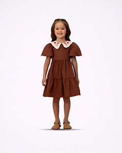 VESTIDO MARRON COM PALA DE CORAÇÃO - MON SUCRÉ