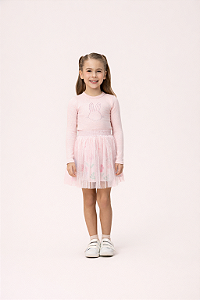 CONJUNTO SAIA TULE ROSA COELHINHA - MON SUCRÉ