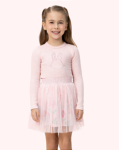 CONJUNTO SAIA TULE ROSA COELHINHA - MON SUCRÉ