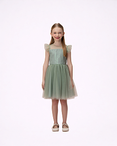 VESTIDO VERDE COM SAIA TULE - PETIT CHERIE