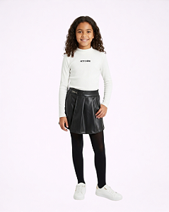 CONJUNTO BLUSA CREME SHORT SAIA PRETA - PETIT CHERIE