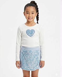 CONJ BLUSA OFF-WHITE SHORT-SAIA AZUL - PETIT CHERIE