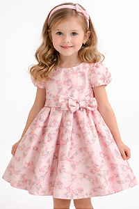 VESTIDO ROSA LAÇOS FLORES - MON SUCRE