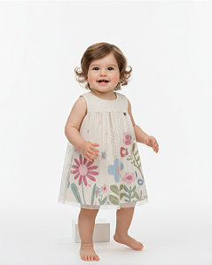 VESTIDO BABY CREME TULE - MON SUCRÉ