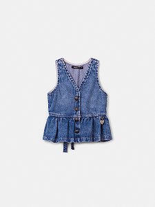 COLETE EM JEANS COM BABADOS JEANS - ANIMÊ
