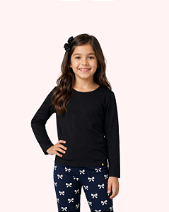 Cópia de BLUSA ML FEMININA PRETA - MILON
