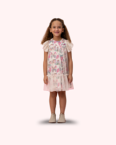 VESTIDO CREME C/ BORBOLETAS TULE 184 - MON SUCRÉ