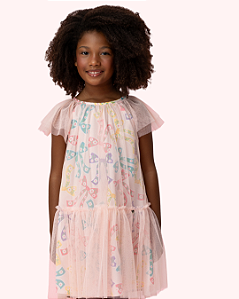 VESTIDO ROSA TULE LAÇOS 332 - MON SUCRÉ