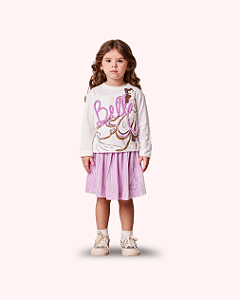 CONJ BLUSA ML BELA SAIA VELUDO LILÁS- ANIMÊ