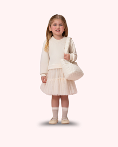 VESTIDO PLUSH CREME SAIA DE TULE 28 366 - PETIT CHERIE