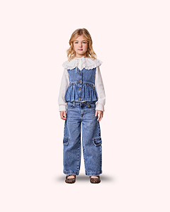 CALCA JEANS JEANS CARGO - ANIMÊ