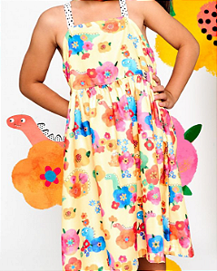 VESTIDO BOSQUE DE DINOS AMARELO