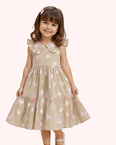 VESTIDO CREME BOLAS BRANCAS - TRICK NICK