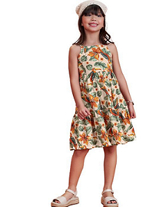 VESTIDO FEMININO BEGE FLORAL WHEY - NANAI