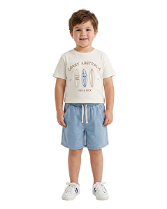 CONJ MASC BERMUDA BEGE BLUSA SKATE- MILON
