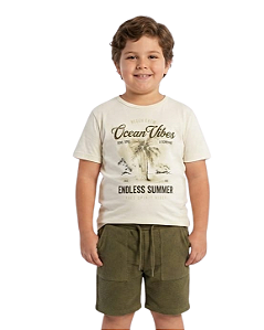 Conjunto Masculino Camiseta com Bermuda Trick Nick Bege