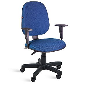 Cadeira Gerente Back System Braços Tecido Azul Com Preto