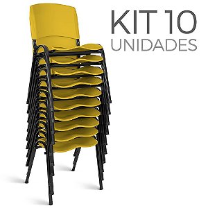 Cadeira Plástica Fixa Kit 10 A/E Amarelo Lara