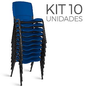 Cadeira Plástica Fixa Kit 10 A/E Azul Lara