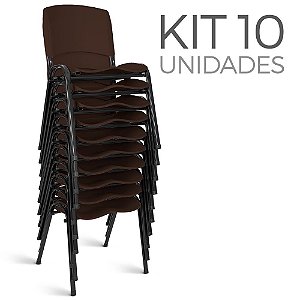 Cadeira Plástica Fixa Kit 10 A/E Marrom Lara