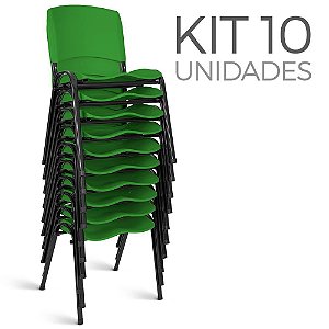 Cadeira Plástica Fixa Kit 10 A/E Verde Lara