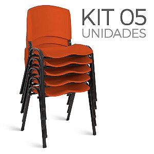 Cadeira Plástica Fixa Kit 5 A/E Laranja Lara