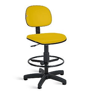 Cadeira Caixa Alta Secretária Couro Eco Amarelo Sapata Fixa
