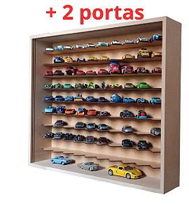Expositor Para 100 Carrinhos em 45° Escala 1:64 Mdf Cru Com 2 Portas