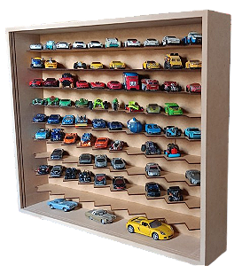 Expositor Para 100 Carrinhos em 45° Escala 1:64 Mdf Cru Com 2 Portas