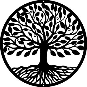Quadro Mandala Decorativa Árvore Da Vida Mdf Preto ou Cru