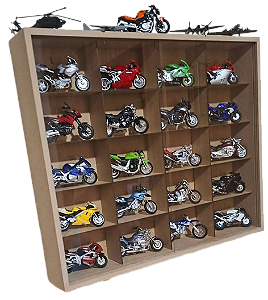 Expositor Para 20 Miniaturas Motos Avião Mdf Cru Com 2 Portas