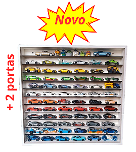 Expositor Para 60 Miniaturas Escala 1/64 MDF Branco Com 2 Portas