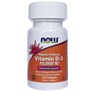 Vitamina D3 10.000UI 120 capsulas softgels - NOW Foods