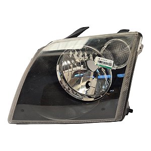 Farol Dianteiro Ecosport 2003 A 2007 Esquerdo Mascara Negra Aro Cromado Foco Simples Paralelo