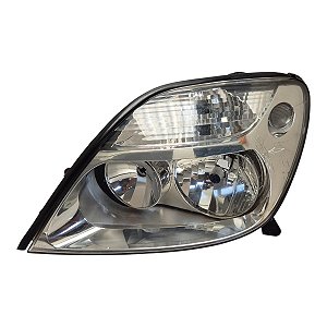 Farol Dianteiro Scenic 2001 A 2011 (Lente Riscada) Esquerdo Mascara Cromada Foco Duplo 7701047604 6009371 Original