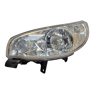 Farol Dianteiro Jac J3 2010 A 2013 (Lente Craquelada) Esquerdo Mascara Cromada Foco Simples Original