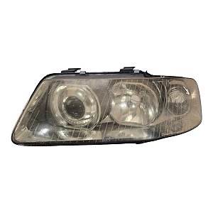Farol Dianteiro Audi A3 1996 A 2006 (Lente Craquelada/Ferrugem Foco) Direito Mascara Negra Foco Duplo Paralelo
