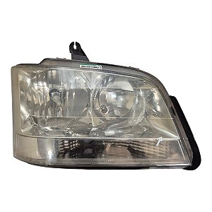 Farol Dianteiro S10 Blazer Pitbull 2001 A 2011 (Manchado Na Lente) Direito Mascara Cromada Foco Duplo Paralelo