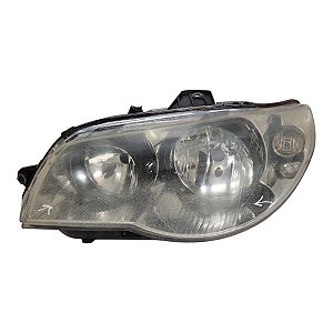 Farol Dianteiro Palio Siena Strada G3 2004 A 2017 (Lente Craquelada) Esquerdo Mascara Cromada Aro Preto Foco Duplo 51779