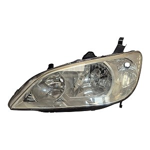 Farol Dianteiro Civic 2003 A 2005 (Lente Manchada) Esquerdo Mascara Cromada Foco Duplo Original